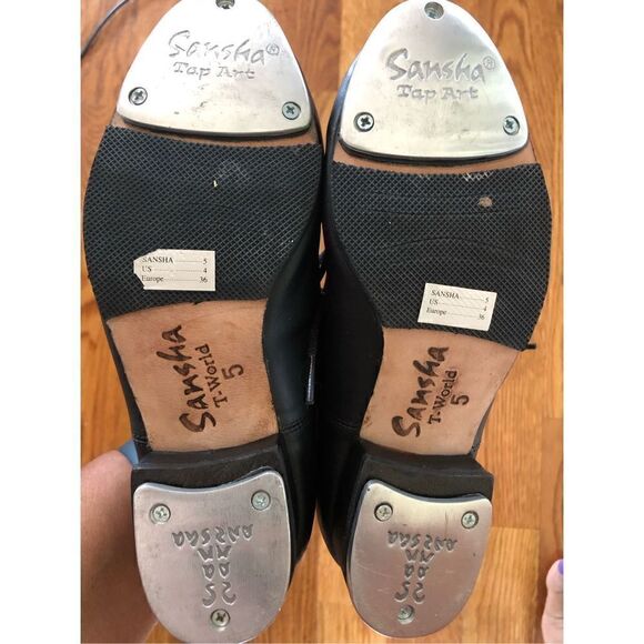 Sansha T-world Shoes Tap Lace Up Leather Upper Size 36 EU/US 4 - Picture 2 of 5